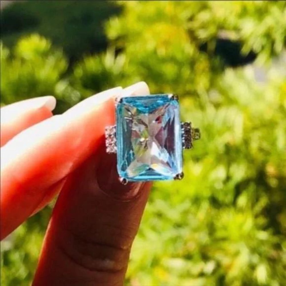 NEW 6.35 BLUE AQUAMARIN 925 STERLING SILVER RING, BEAUTIFUL RING, SHINY RING - Picture 6 of 6